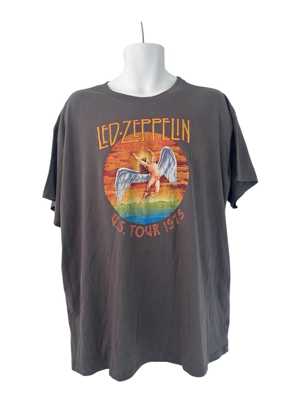 Led Zeppelin 1975 US Tour Graphic Tee Life Clothing Co Gray Band Shirt Size M